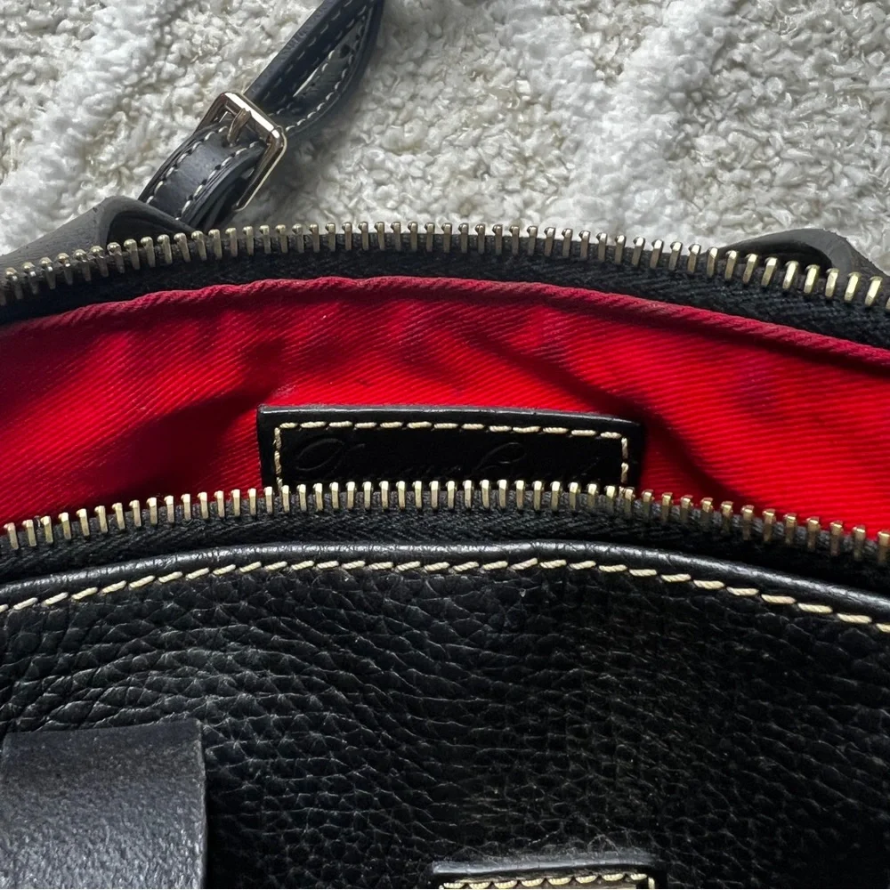 Dooney and Bourke Olivia Leather Satchel Black and Red Shoulder Bag - Picture 3 of 7